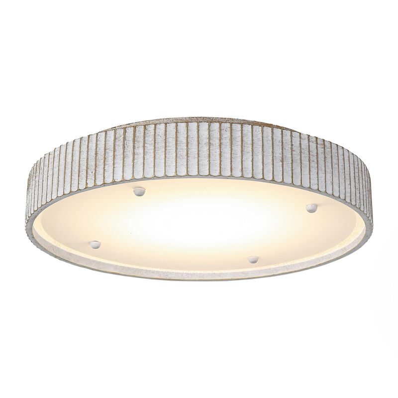 17.5" Modern White Drum Dimmable Flush Mount Ceiling Light with Resin Shade