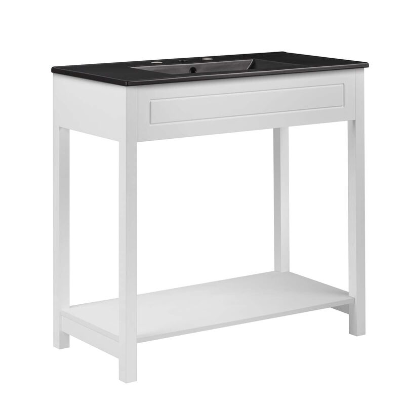 Modway Altura 36" MDF Ceramic and Particleboard Bathroom Vanity in Gray/Black image number 0