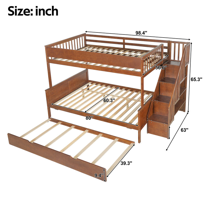 Merax Full XL over Queen Bunk Bed with Storage Staircase image number 5