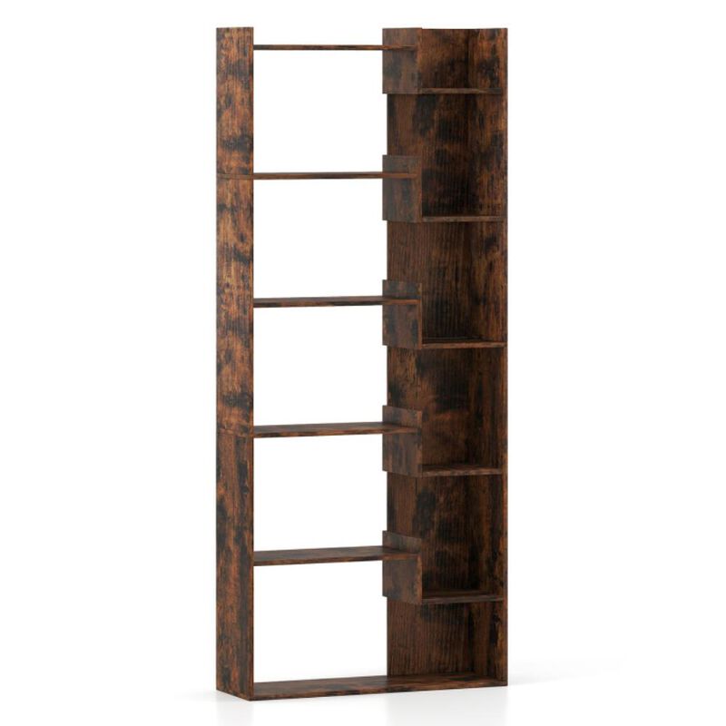 Hivvago 6-Tier Bookshelf Wooden Bookcase with 2 Anti-Tipping Kits Open Display Shelf