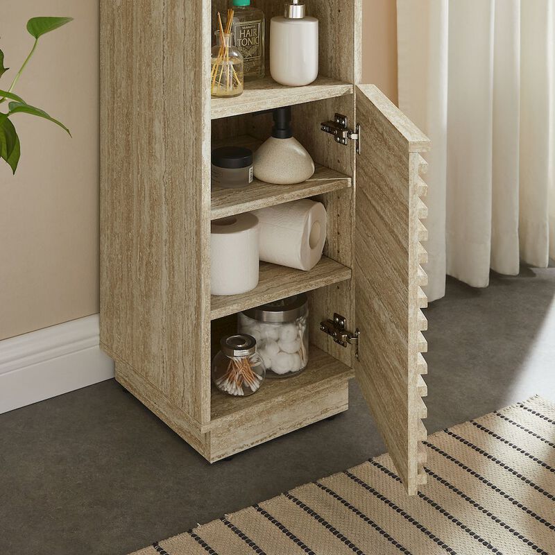 Modway Render Tall Narrow Faux Travertine Linen Storage Cabinet