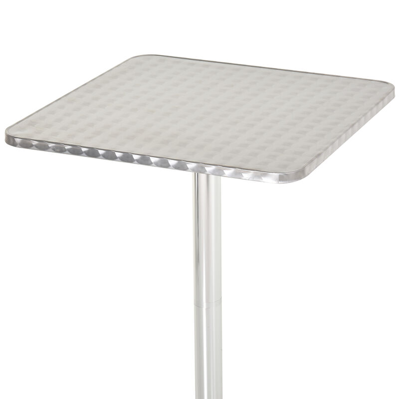 24"L Adjustable Height Pub Bar Table Home Silver Aluminum Indoor Outdoor Patio