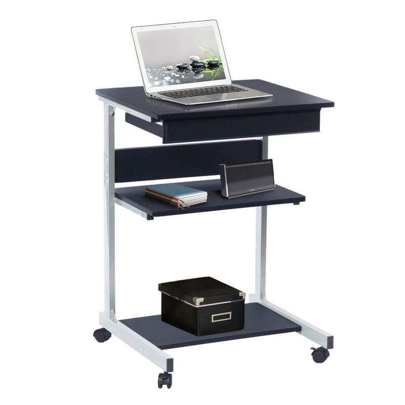 Rolling Laptop Cart with Storage, Graphite