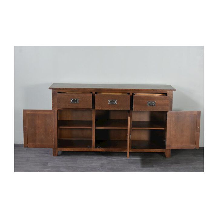 Crafters and Weavers Mission Solid Oak 3 Drawer 3 Door Sideboard