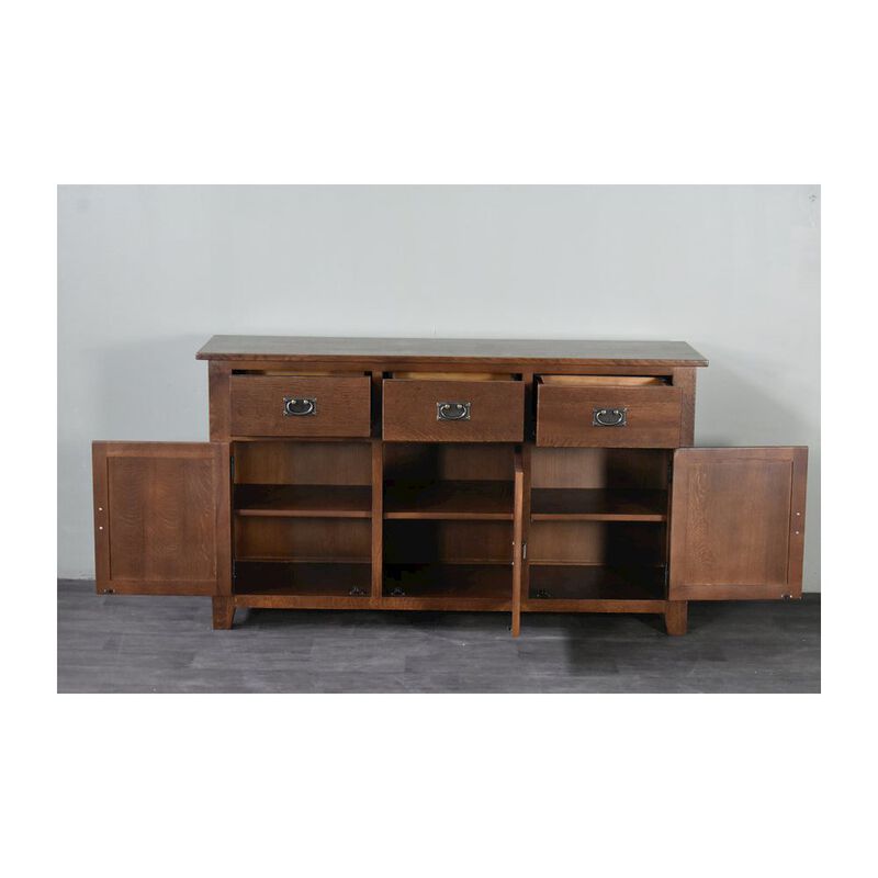 Crafters and Weavers Mission Solid Oak 3 Drawer 3 Door Sideboard
