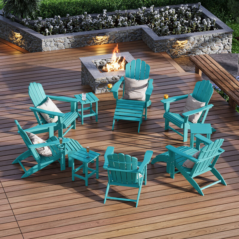 WestinTrends 12-Piece HDPE Outdoor Patio Furniture Adirondack Chair Conversation Table Set
