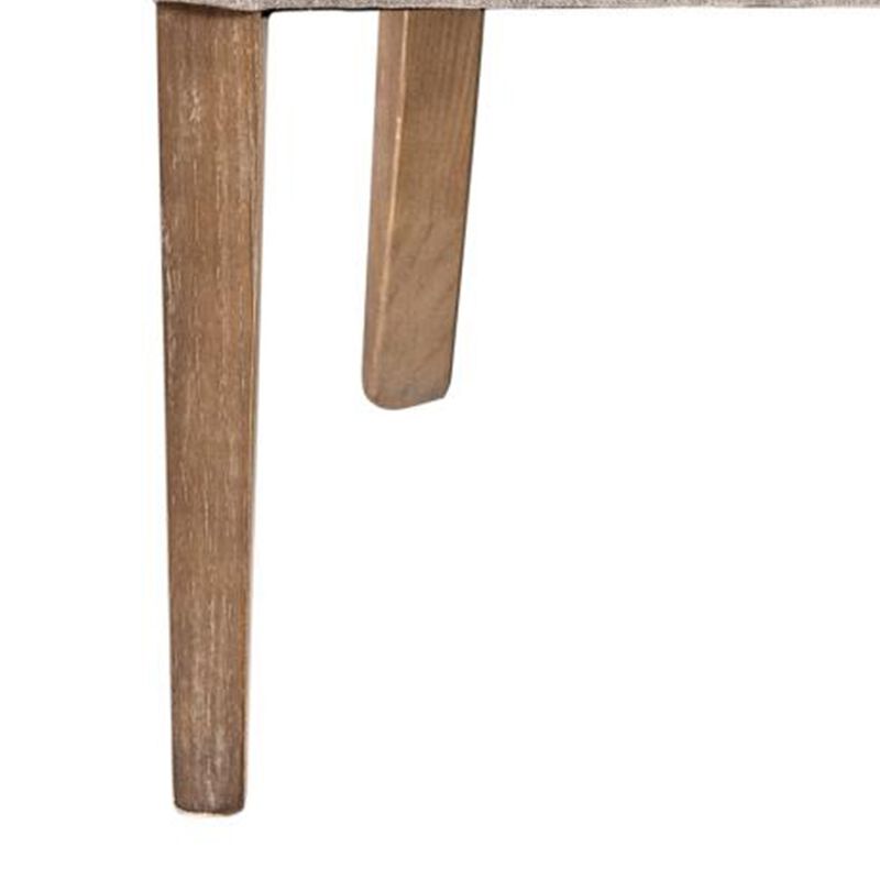 Cly Dining Side Chair Set of 2, Light Gray Fabric, Brown Solid Wood