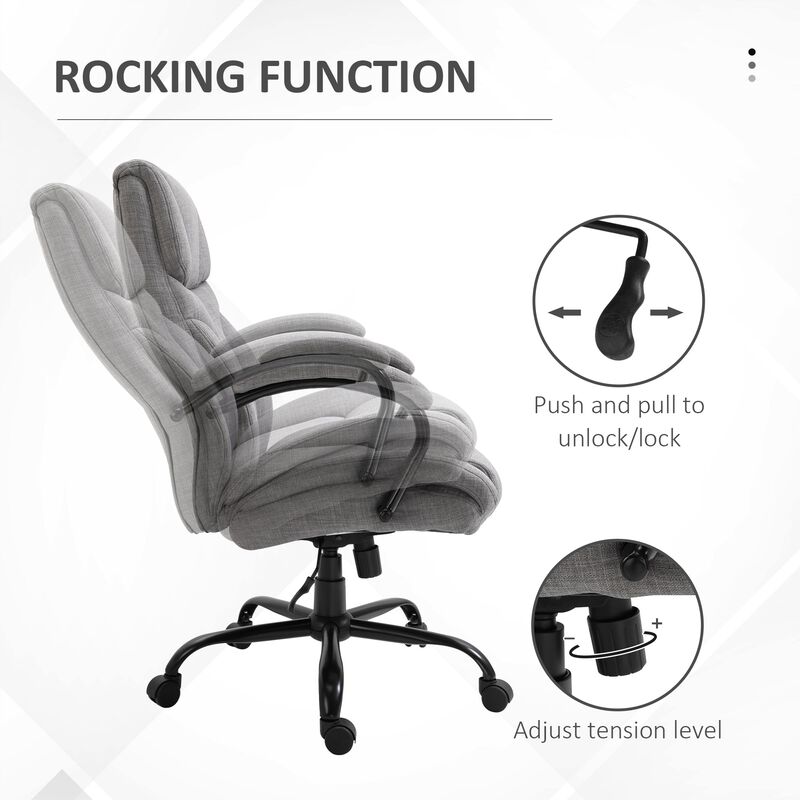 500lbs Big and Tall Office Chair with Wide Seat, Ergonomic Executive Computer Chair with Swivel Wheels and Linen Finish Light Grey