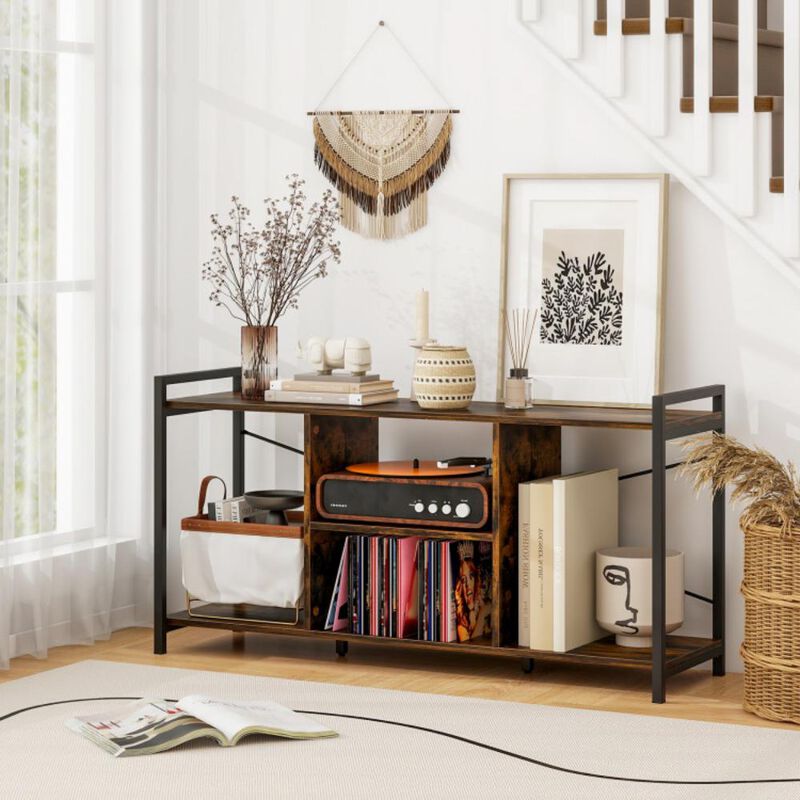 Hivvago TV Stand for 55 Inch TVs Industrial Entertainment Center-Rustic Brown