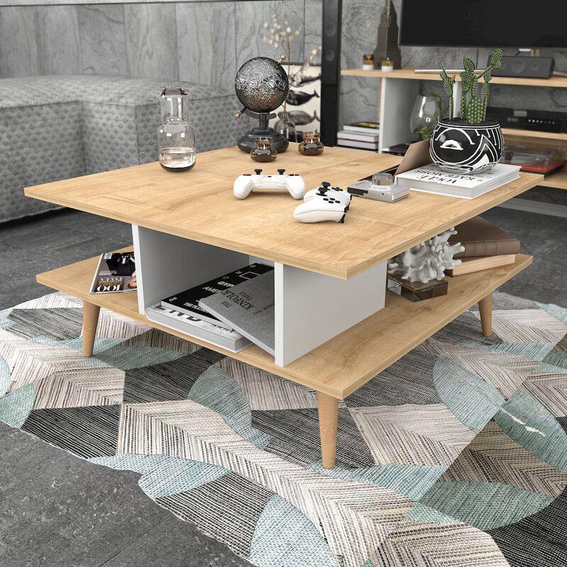 Decorotika Akya Coffee Table - Sapphire Oak & White