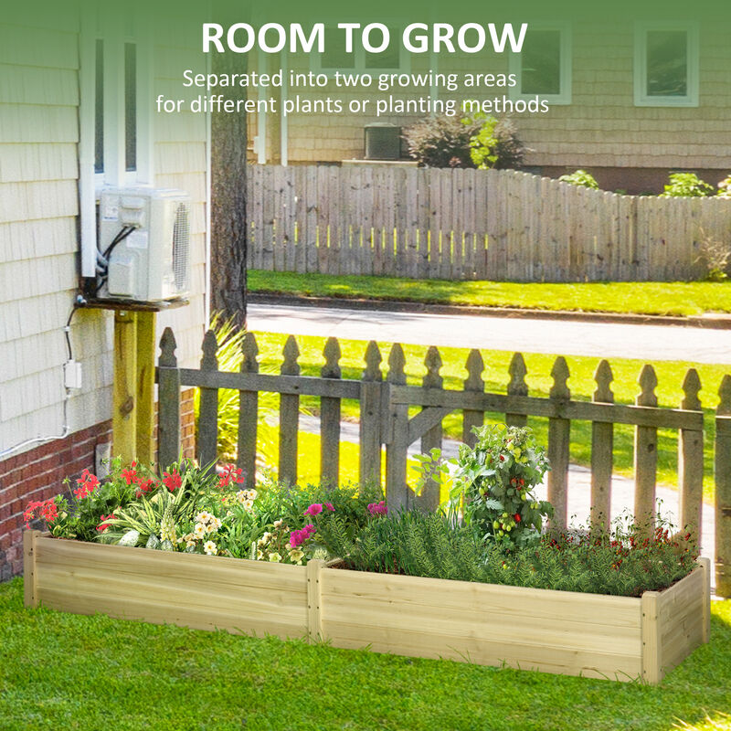 Hivvago 96" Wooden Raised Garden Bed with 2 Planter Boxes image number 3