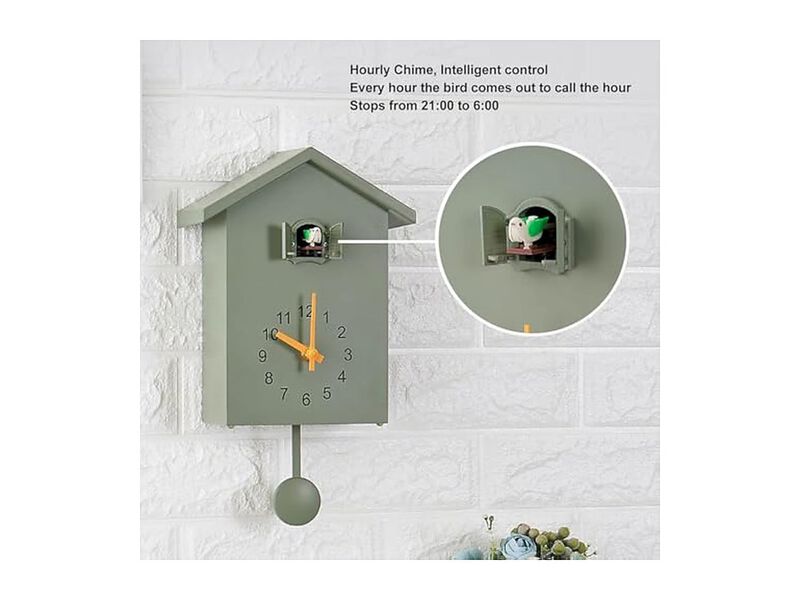 Cuckoo Nordic Birdhouse Bird Voices Call Wall Clock Modern Living Room Decor image number 1