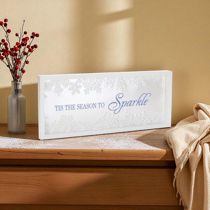 Framed 'Tis the Season' Print for Holiday Wall, Shelf, or Entryway Decor