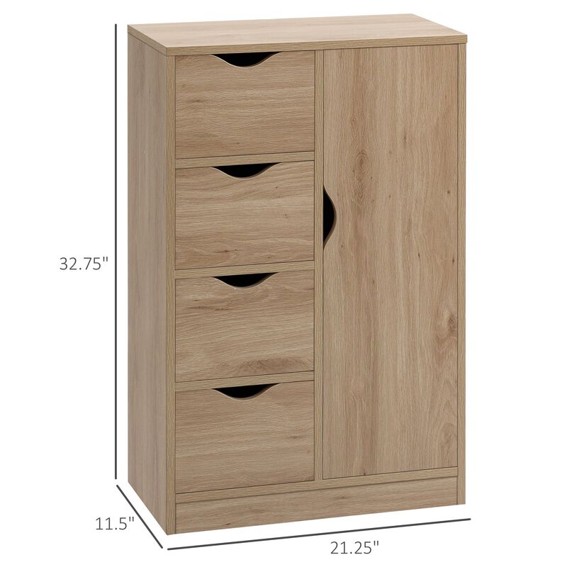 Oak Bathroom Storage: Freestanding Cabinet with 4 Drawers