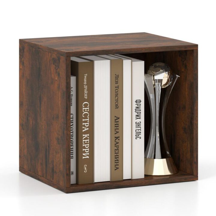 Hivvago Cube Storage Organizer Stackable Open Book Shelf Wooden Display Shelving Unit