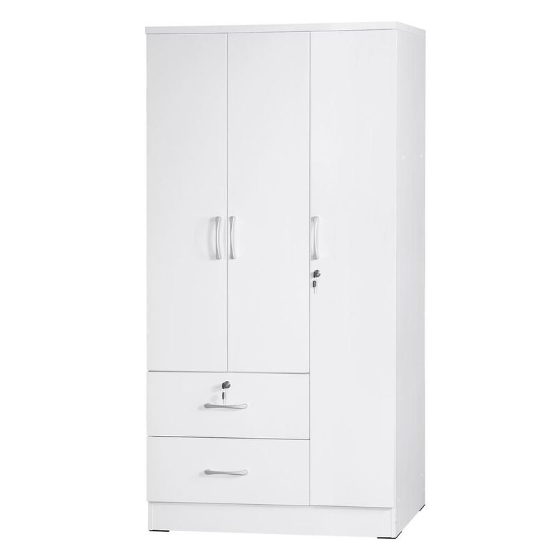 Better Home Products Symphony Wardrobe Armoire Closet with Two Drawers in White