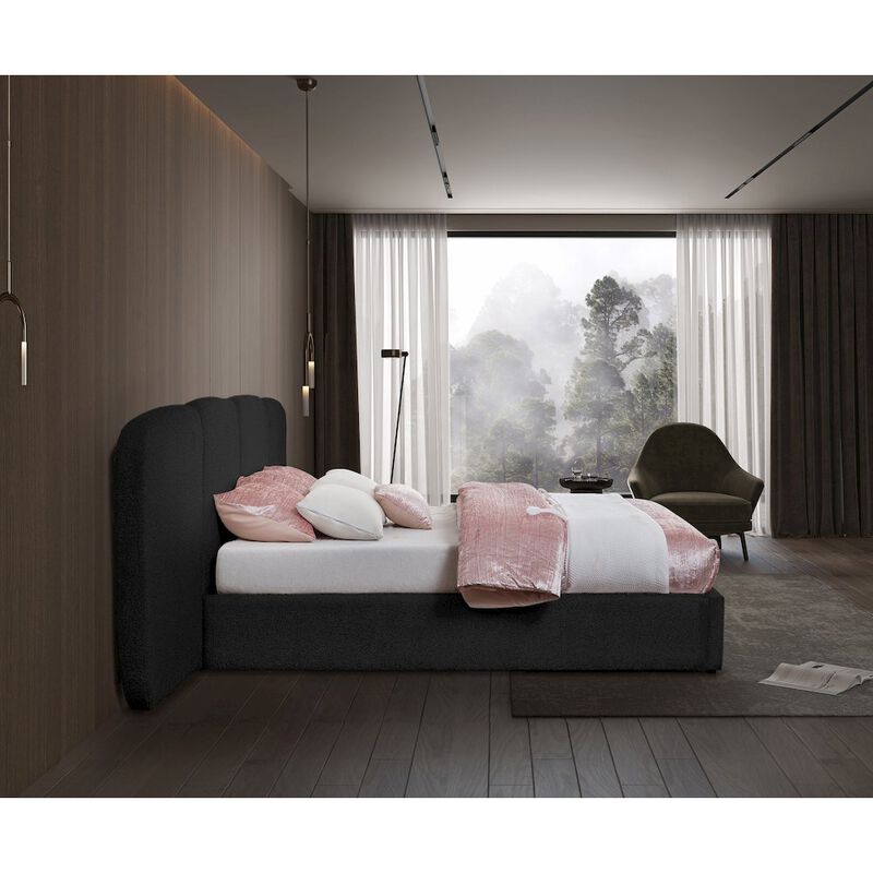 Meridian Furniture Shiloh Black Boucle Fabric King Bed