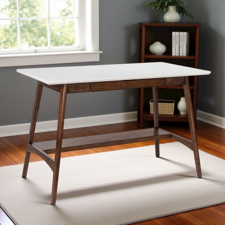 Starlight Canyon Home White Office Table &ndash; 24 Inch Minimalist Desk with MDF Top and Shelf