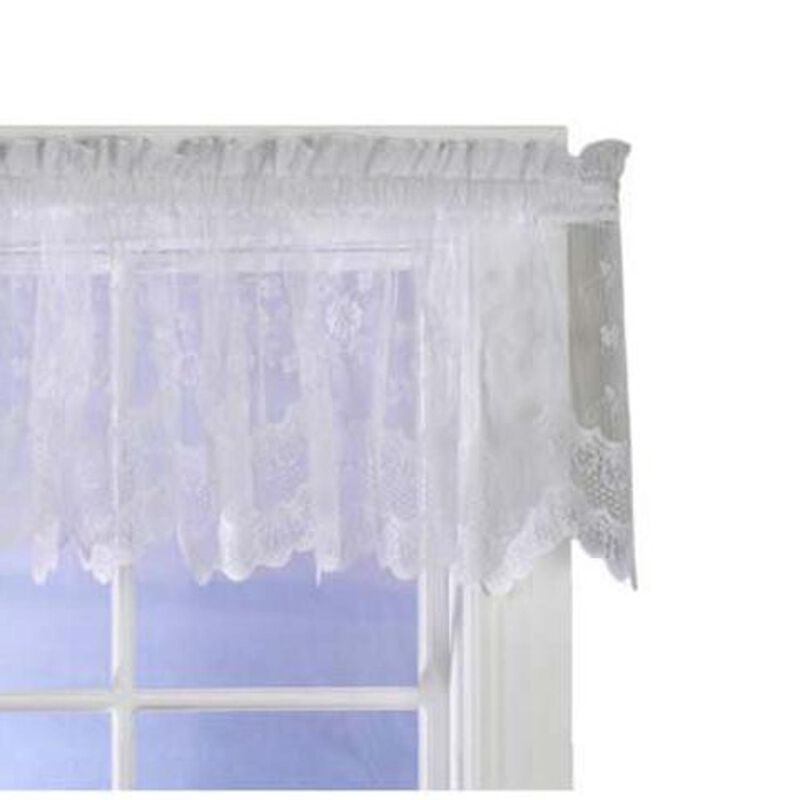 Commonwealth Habitat Mona Lisa Jacquard Scalloped Lace Tailored Valance - 56x15" - White