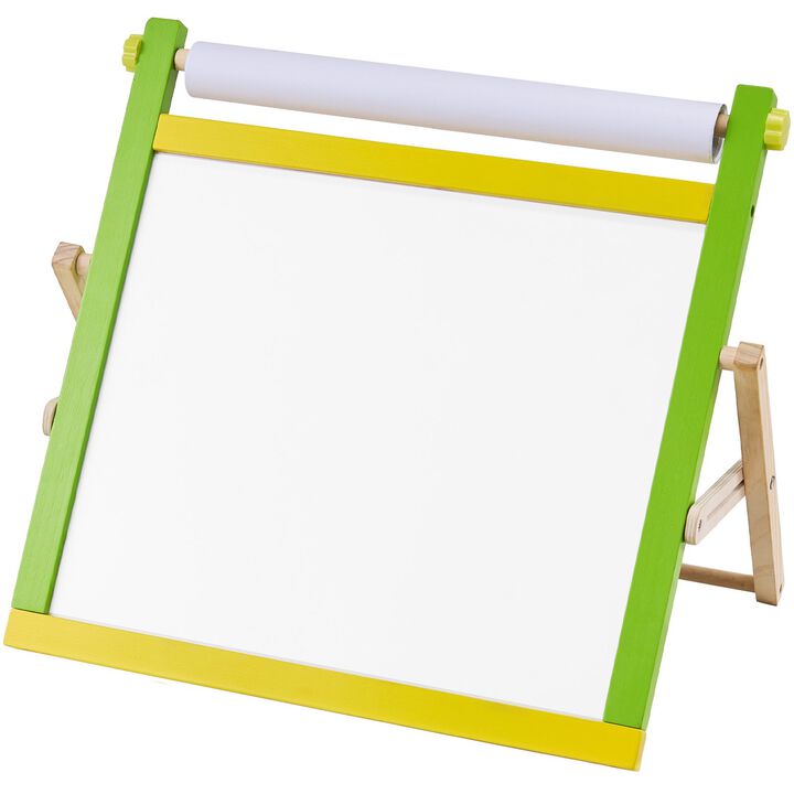 3-in-1 Wooden Kids Tabletop Art Easel with Magnetic Board, Chalkboard and Paper Roll