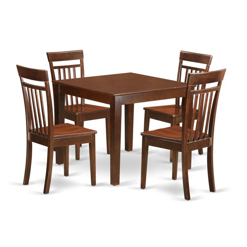 East West Furniture 5  PcSmall  Kitchen  Table  set  with  a  Dining  Table  and  4  Dining  Chairs  in  Mahogany
