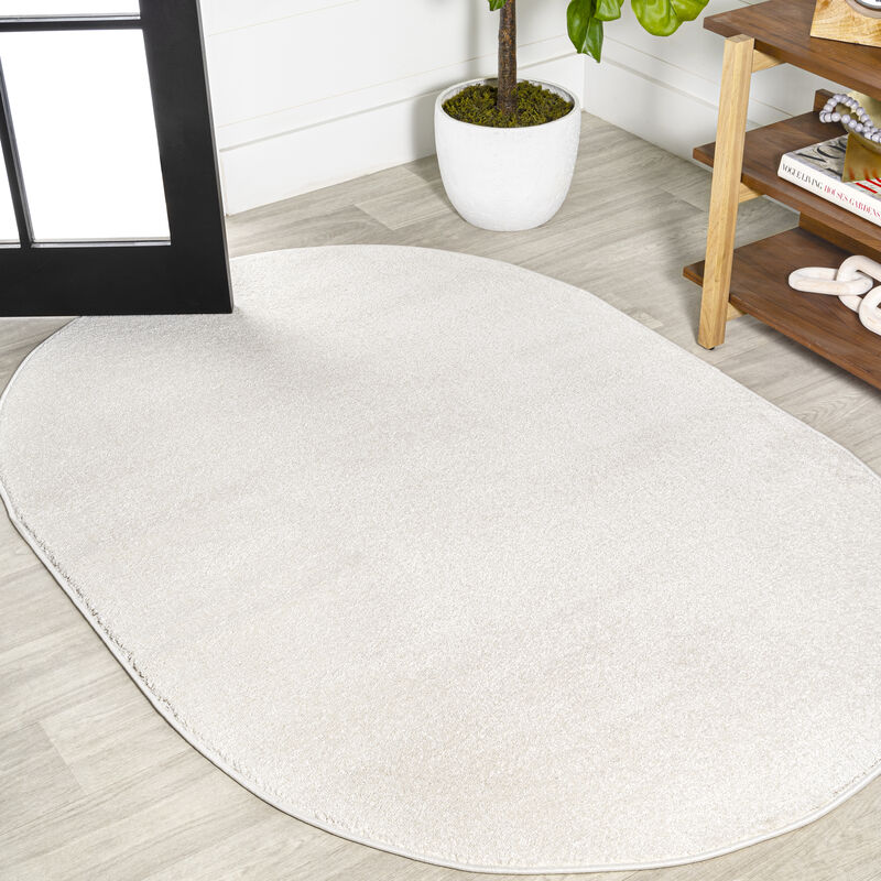 Haze Solid Low Pile Oval Area Rug