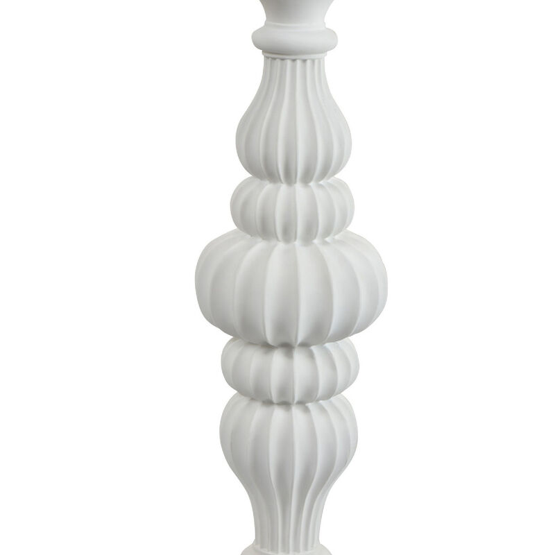 Tabletop D&eacute;cor Candle Holder, Fluted Turned Baluster, White Resin, 18 Inch image number 5