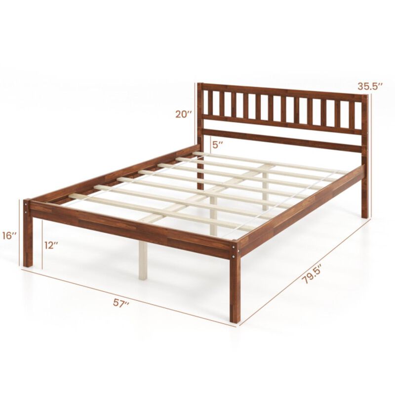 Hivvago Wood Bed Frame with Headboard and Slat Support image number 3