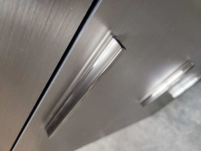 Bliss Glossy Four-Drawer Jumbo Chest in Metallic Gray