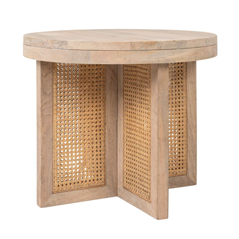 Mango Wood & Cane Round Side Table image number 3