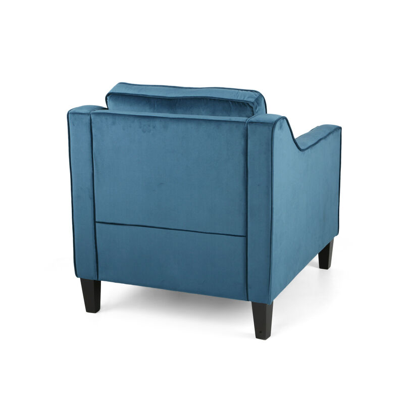 HomeRoots 31" Blue And Black Velvet And Wood Club Chair image number 2