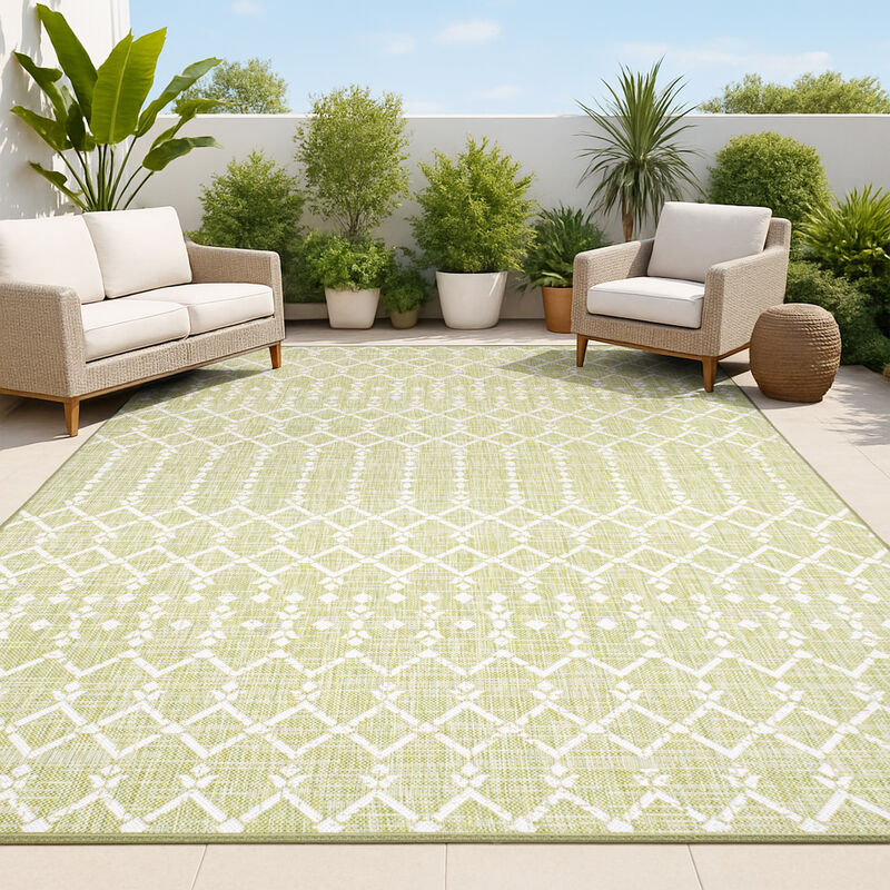 Ourika Moroccan Geometric Textured Weave Indoor/Outdoor Area Rug