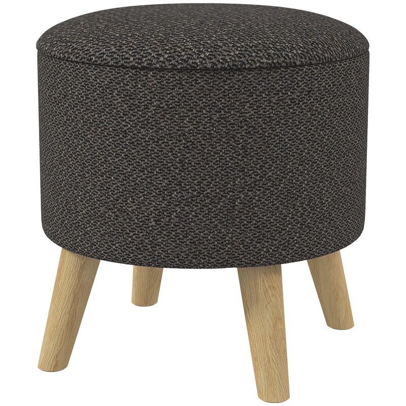 Round Linen Storage Stool: Wood Base, Hidden Compartment