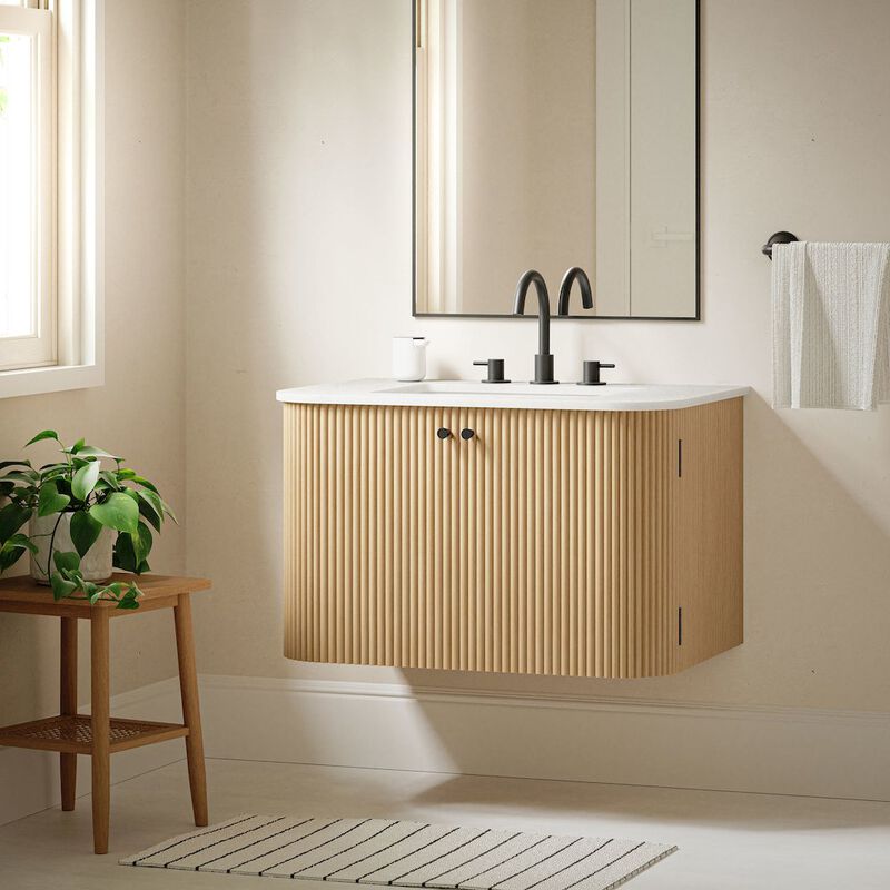 Zia 30" Wall-Mount Bathroom Vanity with Marble Sink image number 9