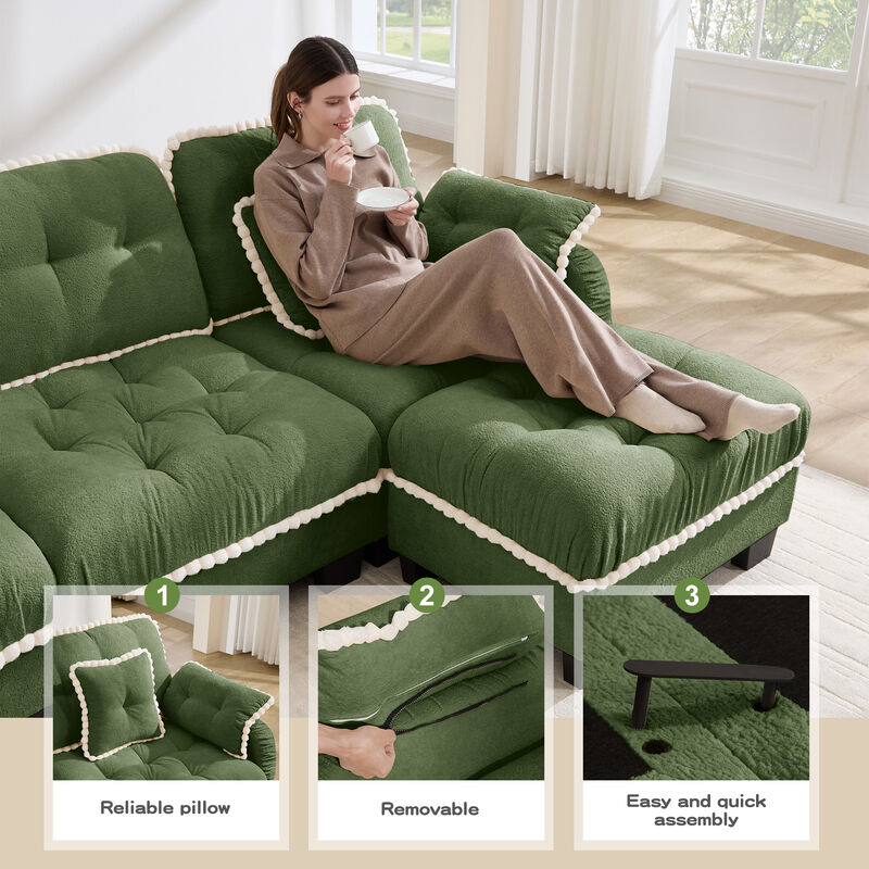 Ziworl Chenille Cloud L-Shaped Sectional image number 2