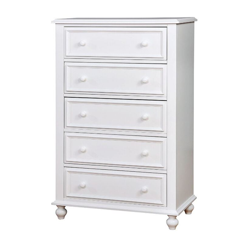 Aure 3 Pc Full Size Kids Bedroom Set, Curved Tufted Headboard, White