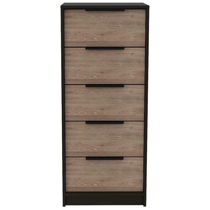HomeRoots 18" Brown and Black Five Drawer Standard Chest image number 0