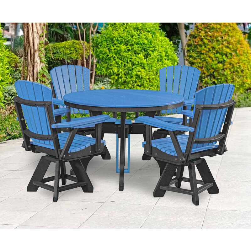 American Furniture Classics Model 44R-D-BBK Dining Height Round Table in Blue with a Black Base