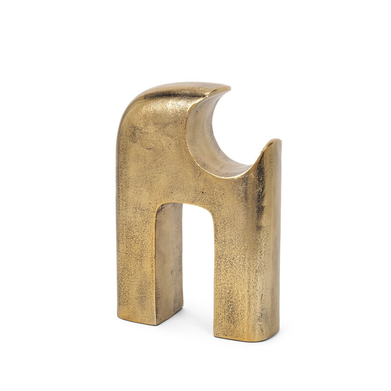 HomeRoots 11" Antiqued Brass Aluminum Modern Abstract Tabletop Sculpture image number 0