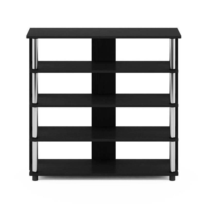 Furinno Turn-N-Tube 5 Tier Wide Shoe Rack, Americano, Stainless Steel Tubes