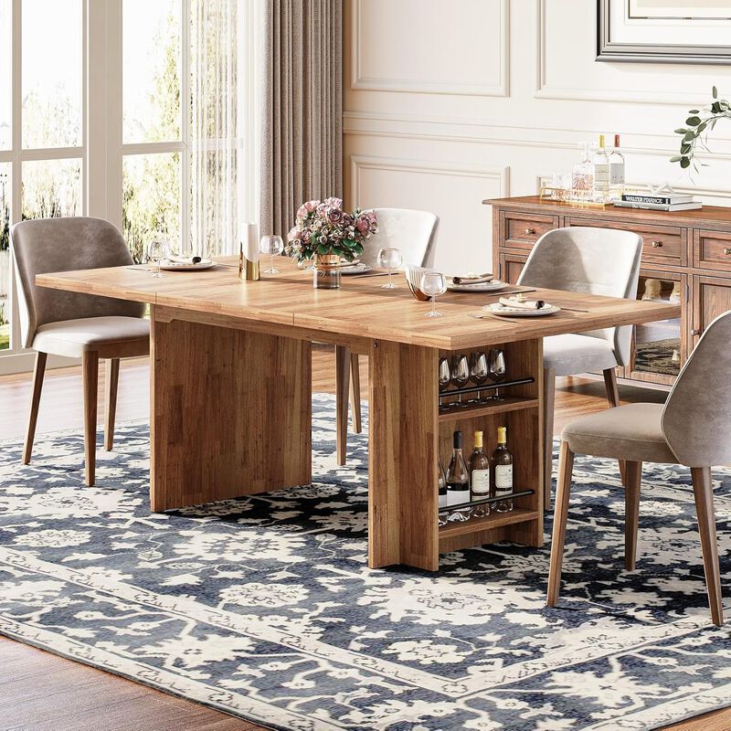 Tribesigns 63" Farmhouse Dining Table Wooden Kitchen Table image number 3