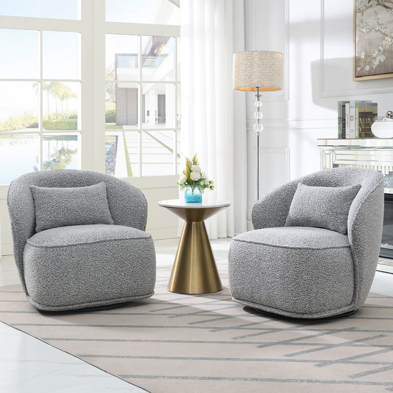 Laura Boucle Swivel Barrel Chair image number 6