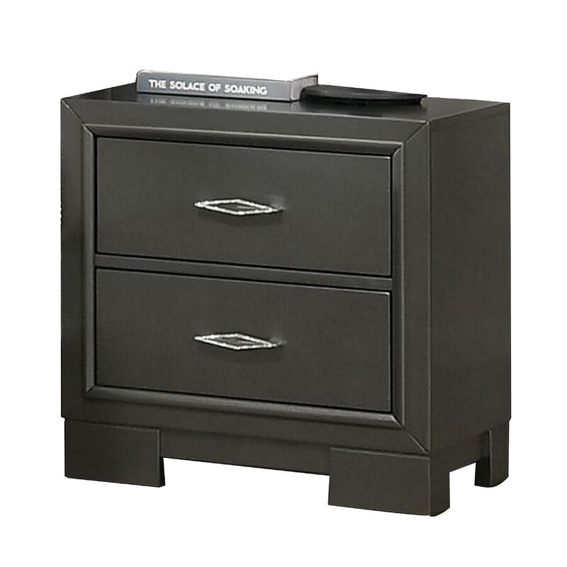 Queen Bedroom Set, Dark Gray, Metallic Gray Wood, 3 Piece Set with 2 Nightstands image number 3