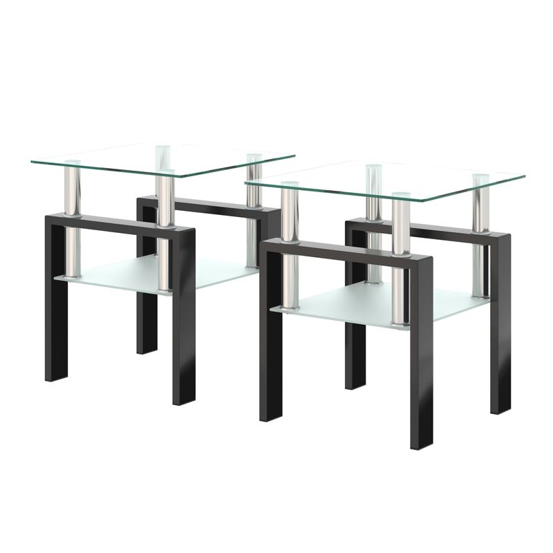 Streamdale Modern Tempered Glass Square Coffee Table Set image number 9