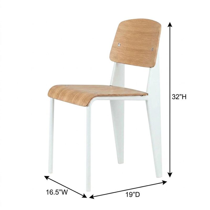 Wooden Dining Side Chair with Slatted Backrest for Dining Room, Natural White image number 2