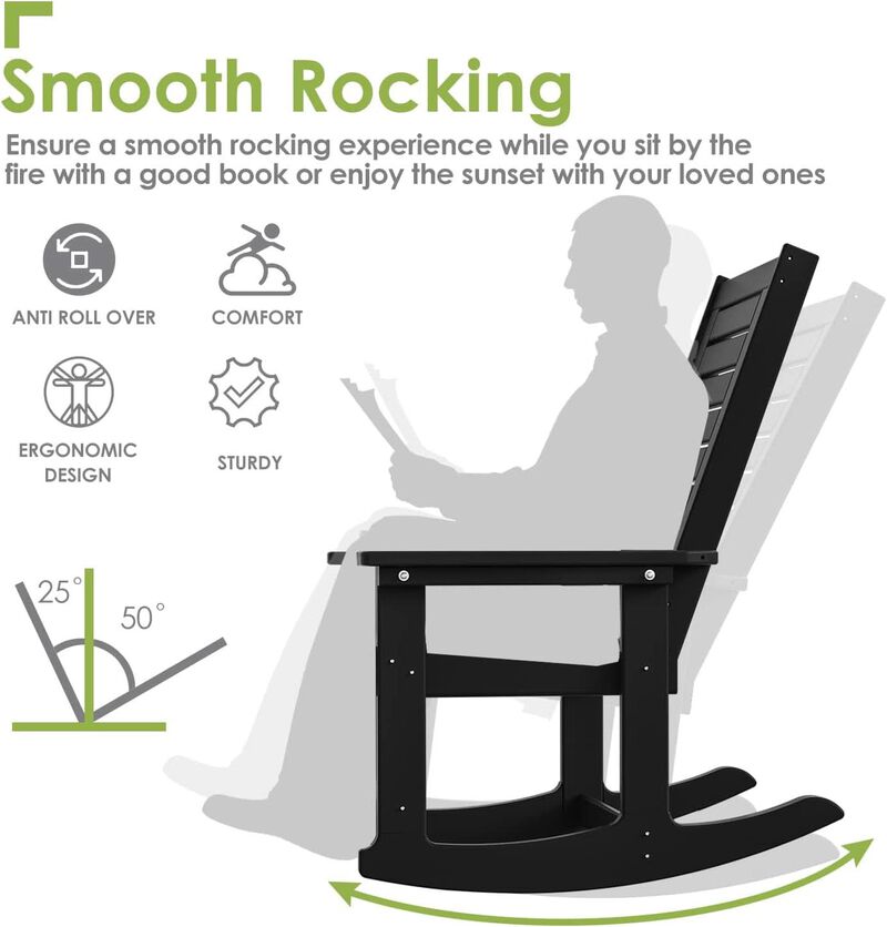 ShipItFurniture Oversized Outdoor Rocking Chairs Set of Two Black image number 3