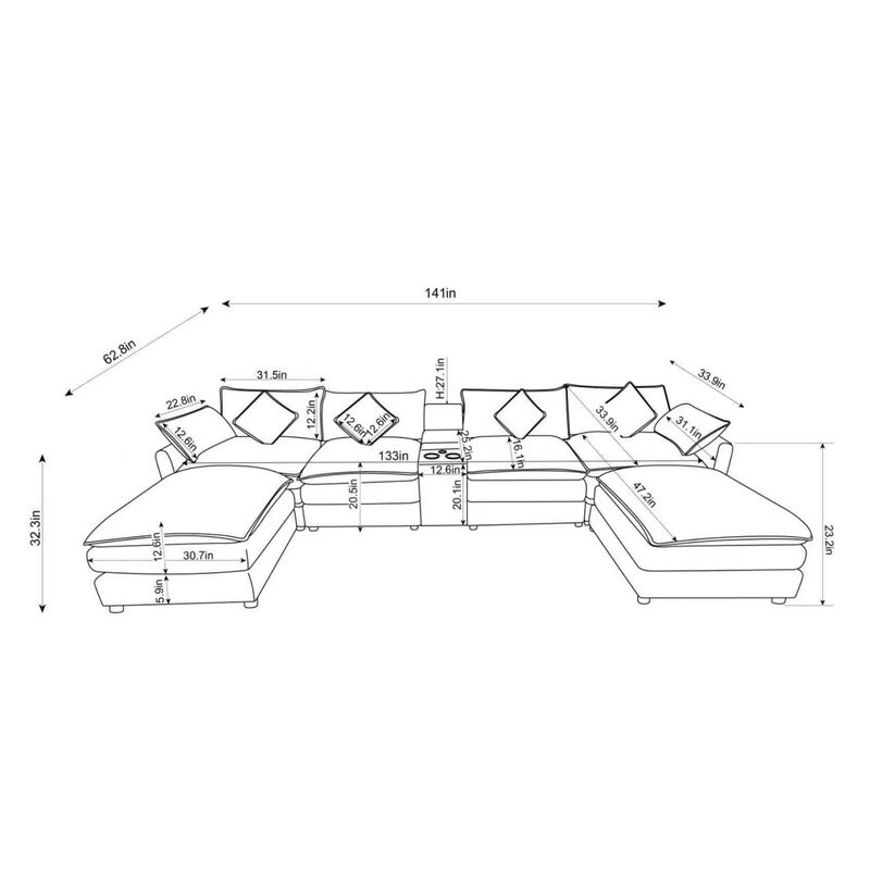 Tirvwu Modular Corduroy Sectional Sofa image number 6