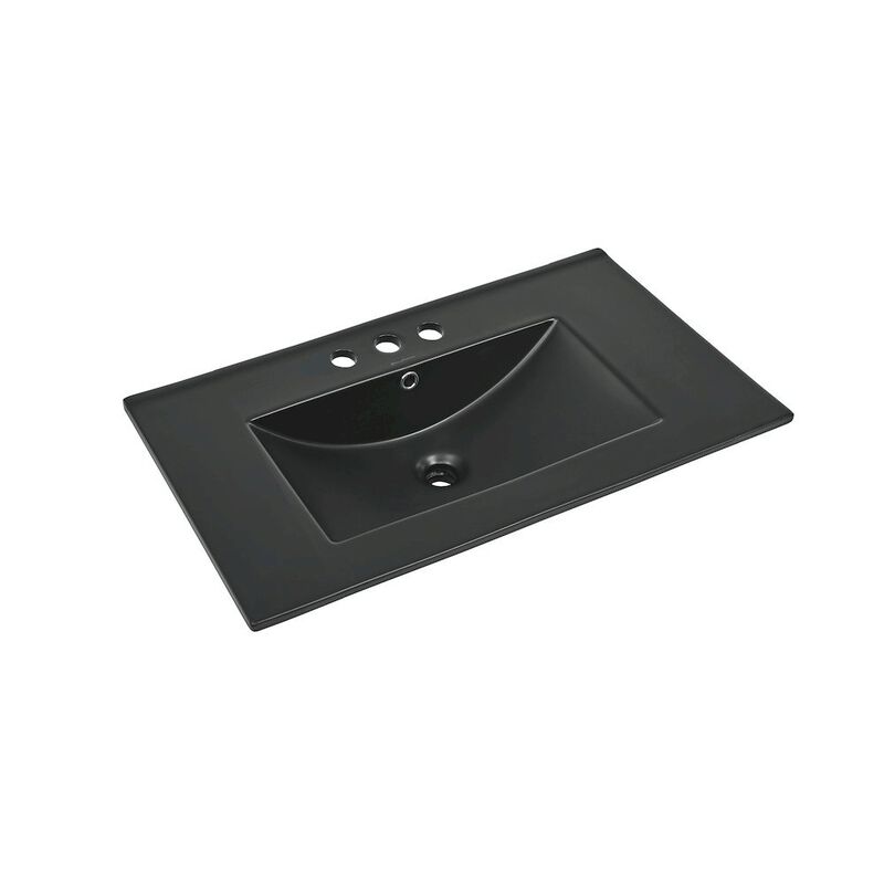 30" 3-Hole Centerset Vanity Sink Top in Matte Black image number 1