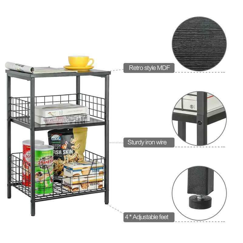 X-cosrack End Table,Industrial Retro Small Side Table for Small Spaces Living Room Bedroom Kitchen and Office,Stable Wood and Me