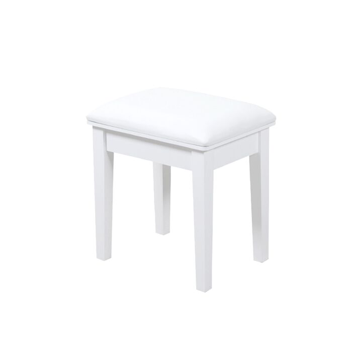 Vanity Stool Makeup Bench Dressing Stool with Cushion and Solid Legs,White